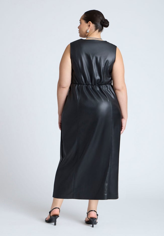 Faux Leather Vest Dress image number 1