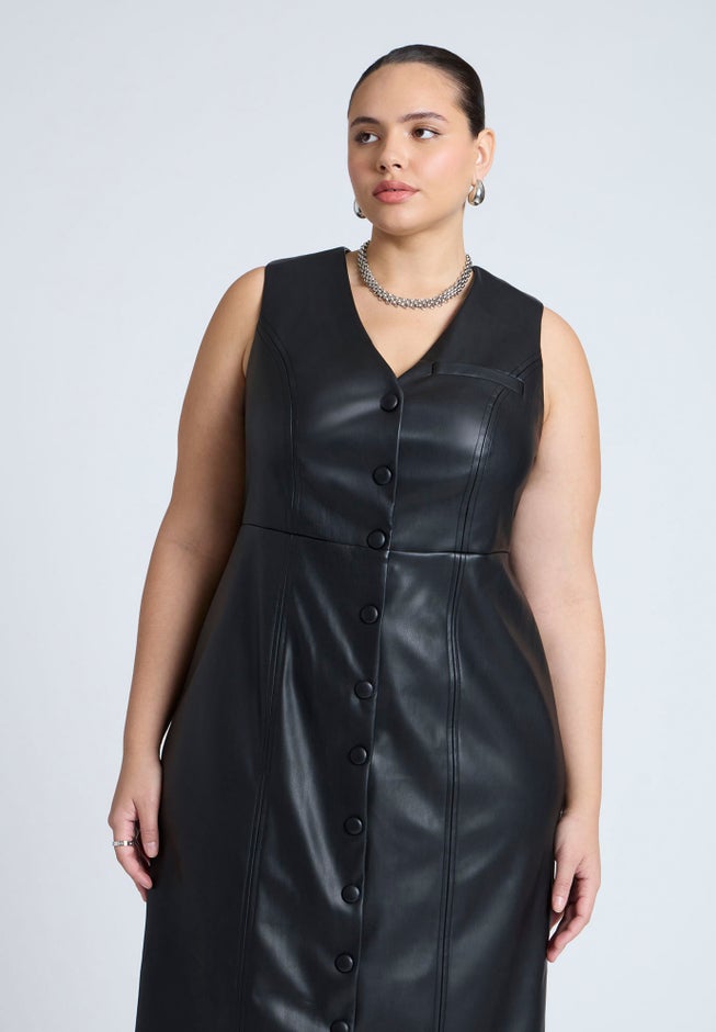 Faux Leather Vest Dress image number 2