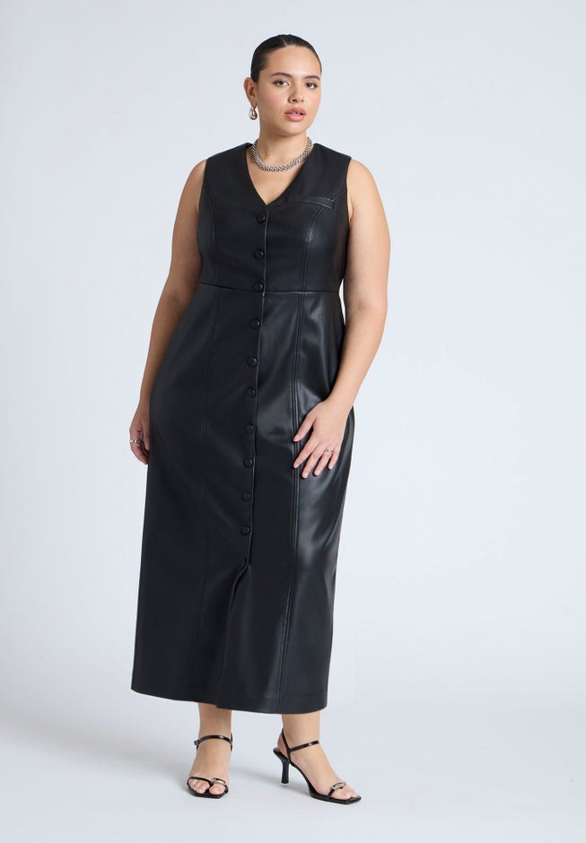 Faux Leather Vest Dress image number 0