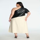 One Shoulder Colorblock Faux Leather Dress image number null