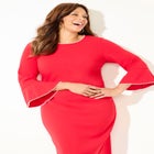 Faux Pearl Trim Ruffle Sleeve Shift Dress image number null