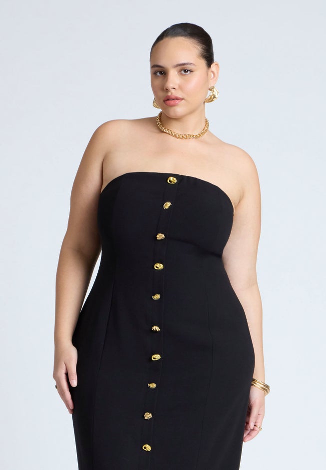 Tube Maxi Dress With Buttons image number 2