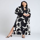 Printed Collared Maxi Dress image number null