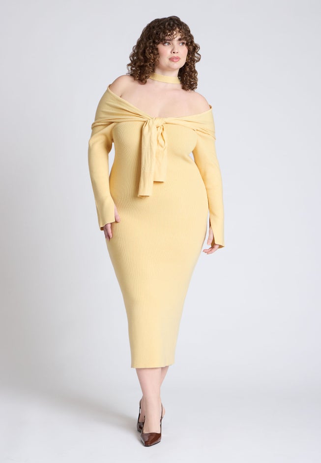 Sweater Dress With Tie image number null