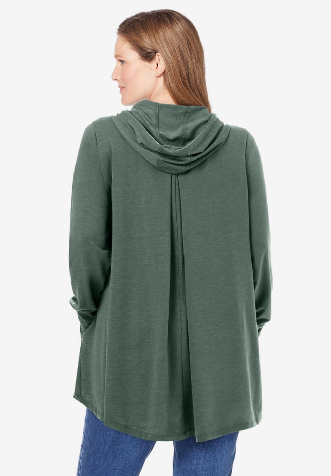 Pleat-Back Swing Hoodie Sweatshirt image number 1