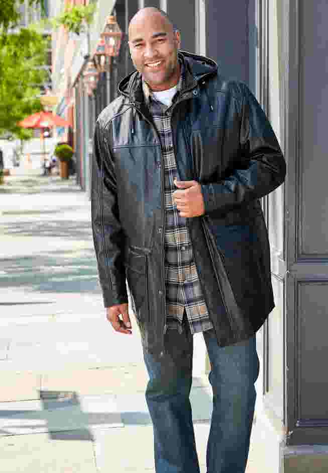 Hooded Leather Parka image number 4