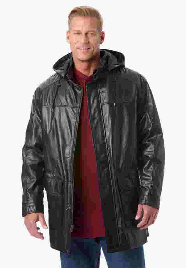Hooded Leather Parka image number 0