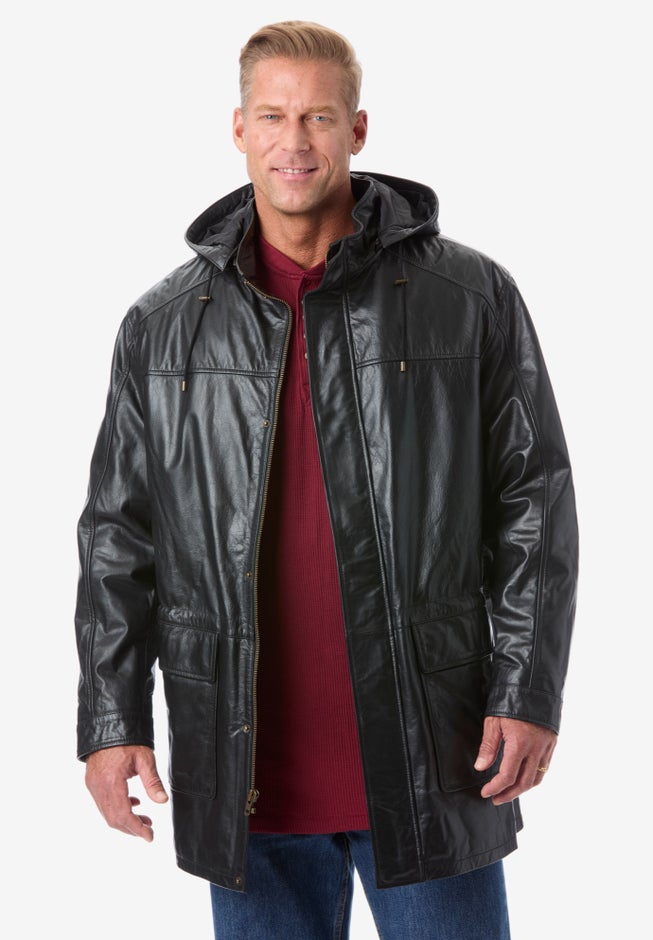 Hooded Leather Parka image number 0