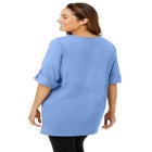 Perfect Roll-Tab-Sleeve Notch-Neck Tunic image number null