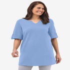 Perfect Roll-Tab-Sleeve Notch-Neck Tunic image number null