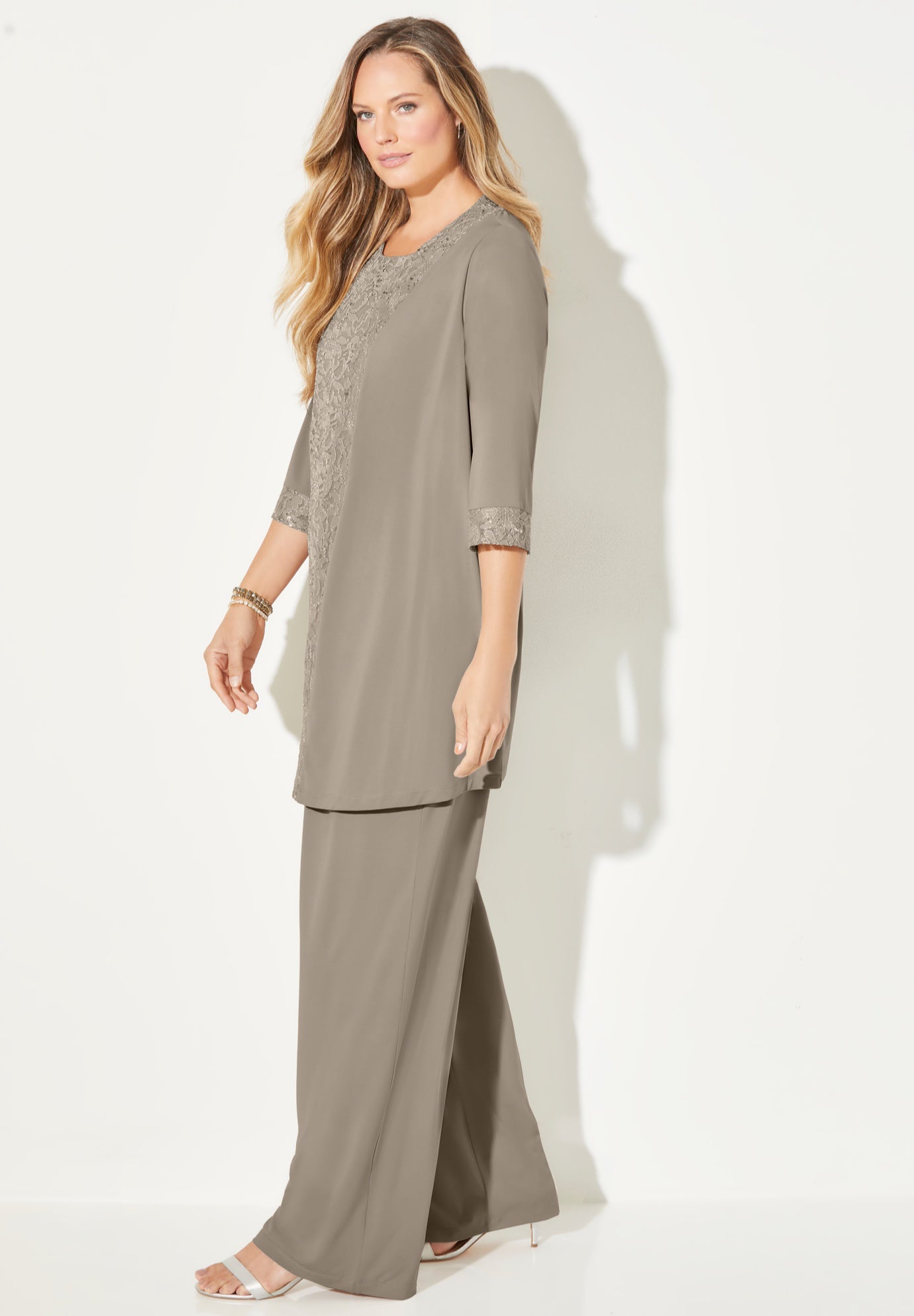 3-Piece Lace Gala Pant Suit image number 3