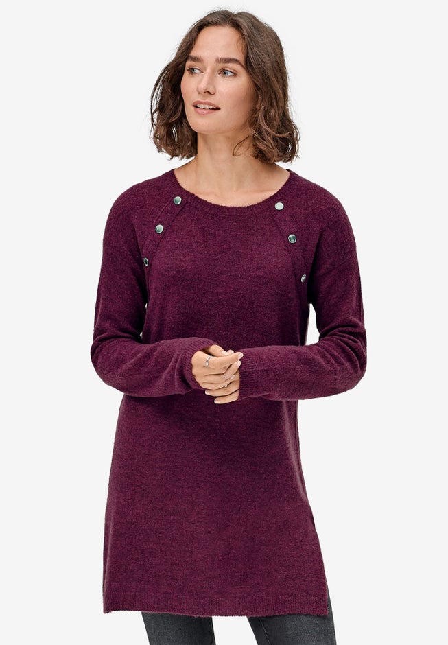 Button-Trim Sweater Tunic image number 0