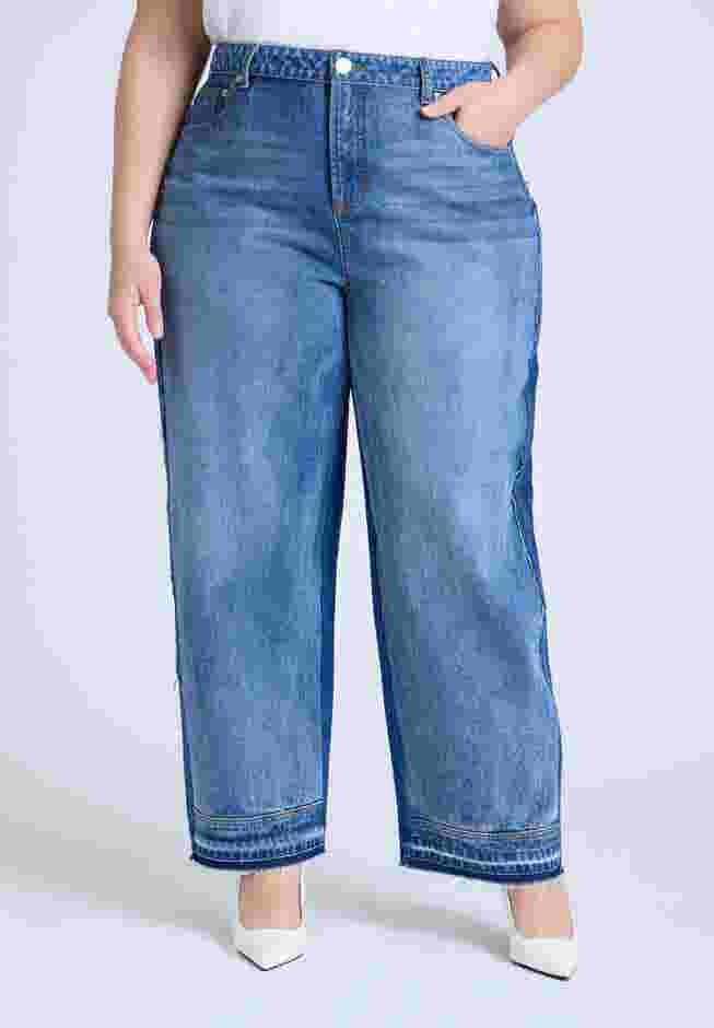 Two Tone High Rise Straight Leg Jean  image number 2