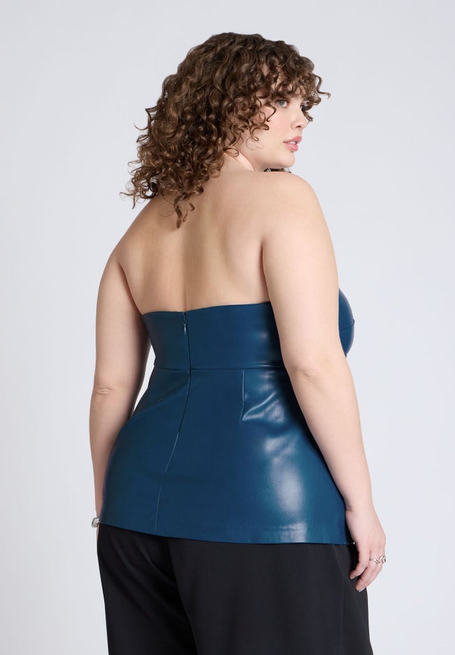 Pleated Faux Leather Top image number 1