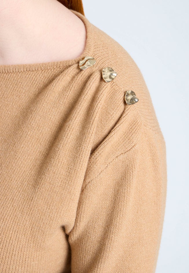 Asym Sweater With Hardware Detail image number 3