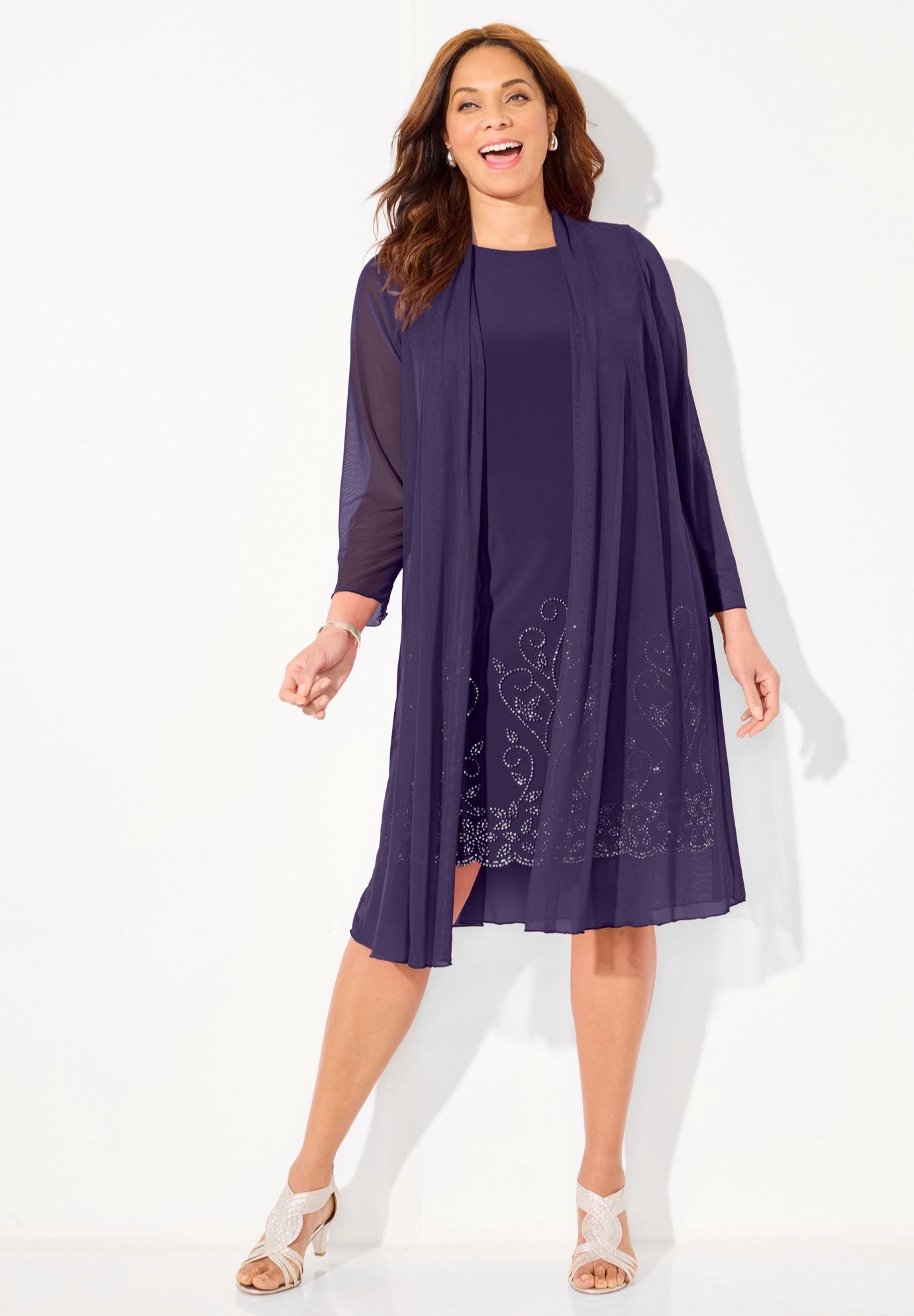 Beaded Trim Jacket Dress Set image number 0