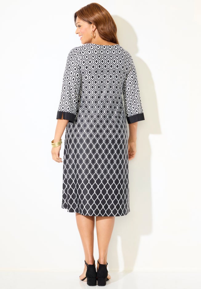 Contrast Border Notch Shift Dress image number 1