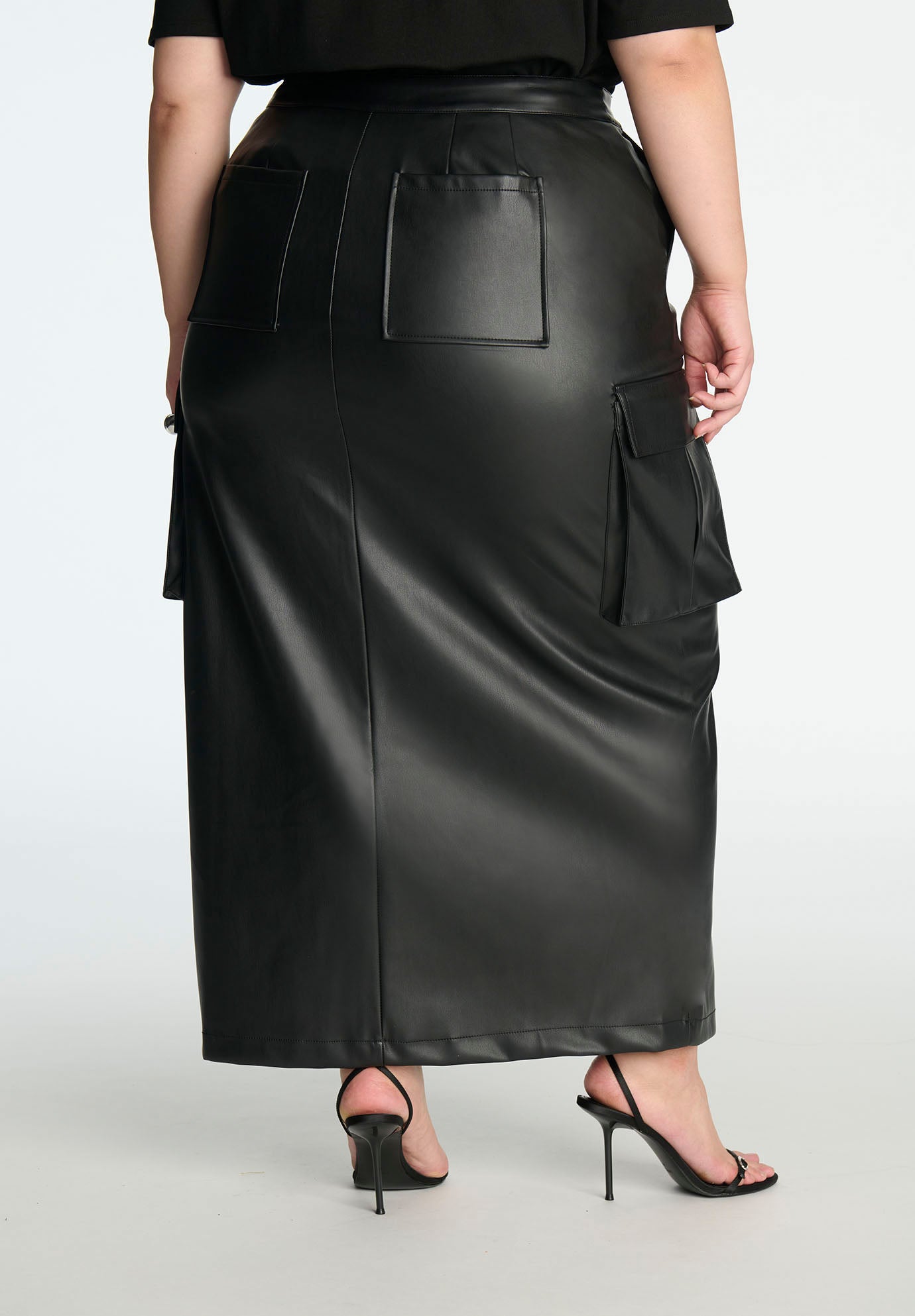 Maxi Cargo Faux Leather Skirt image number 2