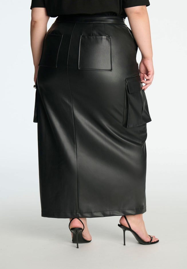 Maxi Cargo Faux Leather Skirt image number 2