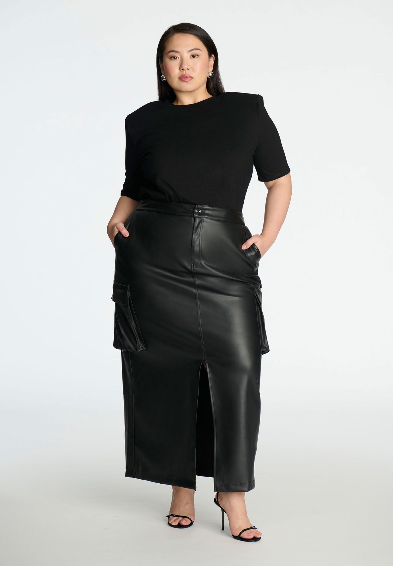 Maxi Cargo Faux Leather Skirt image number 0