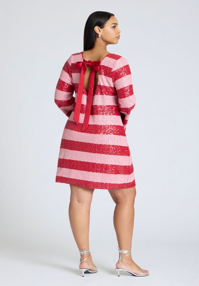 ELOQUII x kate spade new york Sequin Stripe Mini Dress image number 2