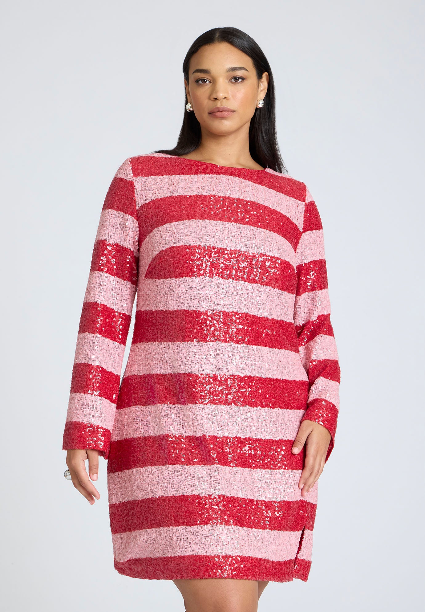 ELOQUII x kate spade new york Sequin Stripe Mini Dress image number 3