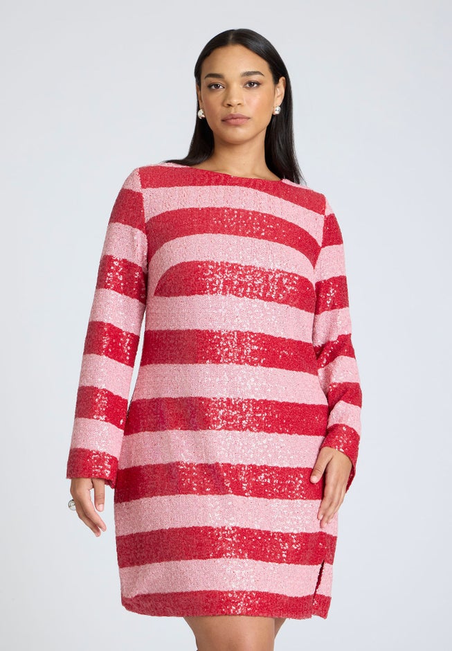 ELOQUII x kate spade new york Sequin Stripe Mini Dress image number 3
