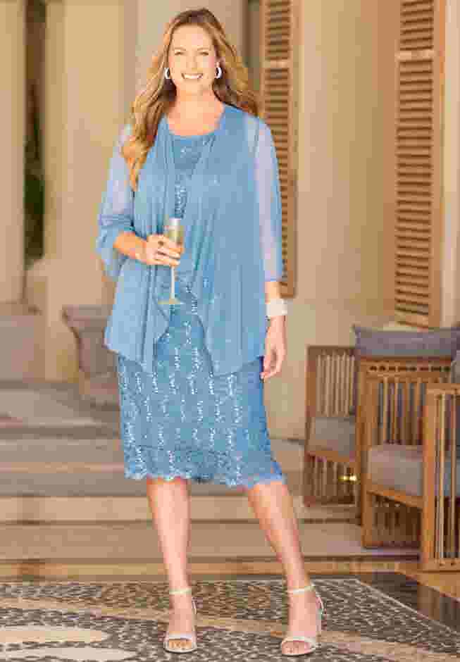 Sparkling Lace Jacket Dress image number 3