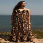 Ruffled Metallic Maxi Dress image number null