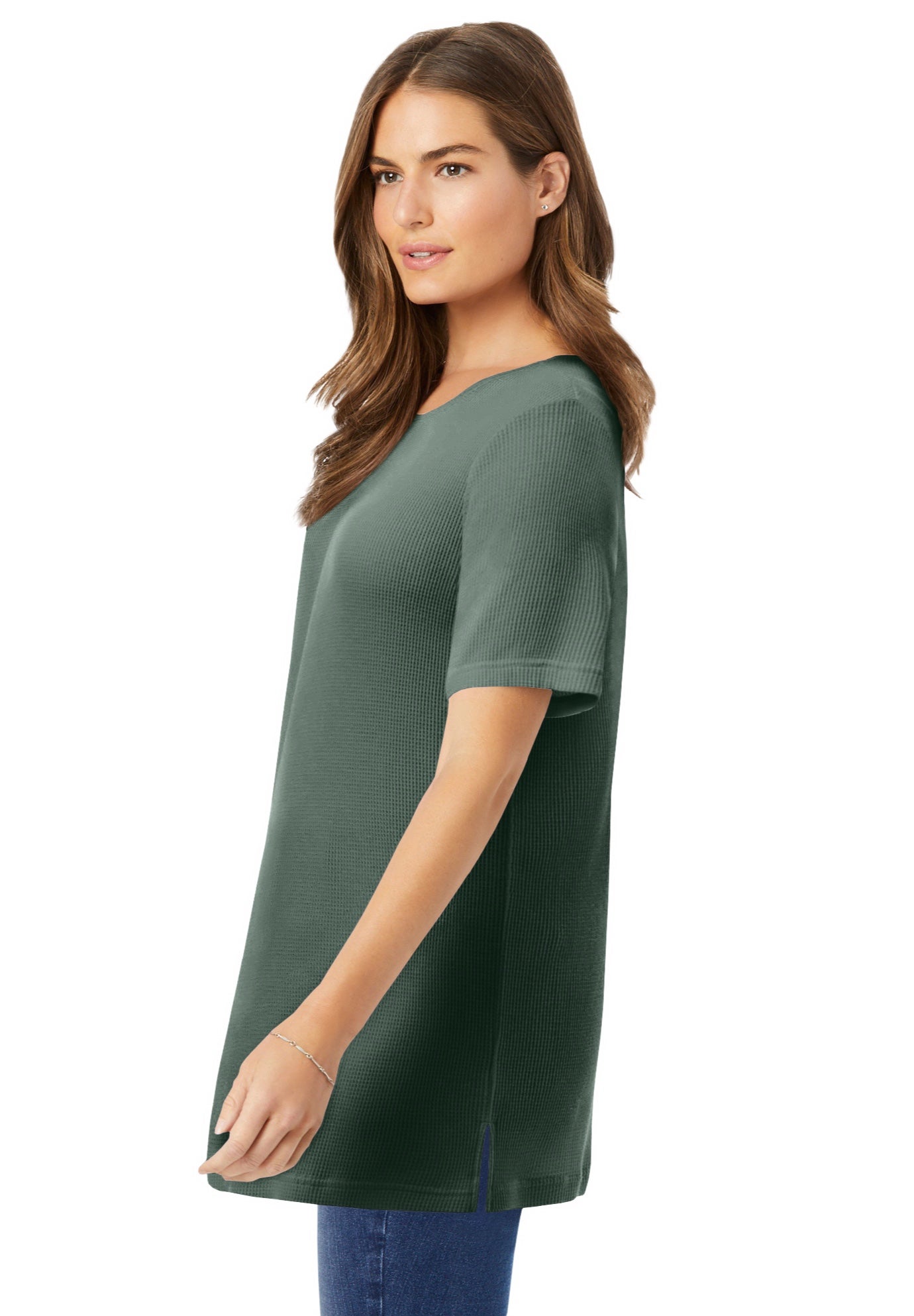 Waffle Thermal Satin Trim Tee image number 2