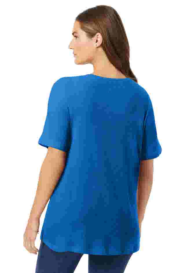 Waffle Thermal Satin Trim Tee image number 1