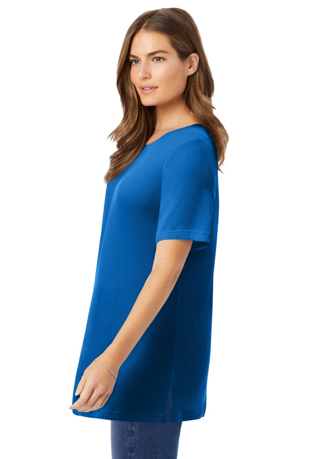 Waffle Thermal Satin Trim Tee image number 2