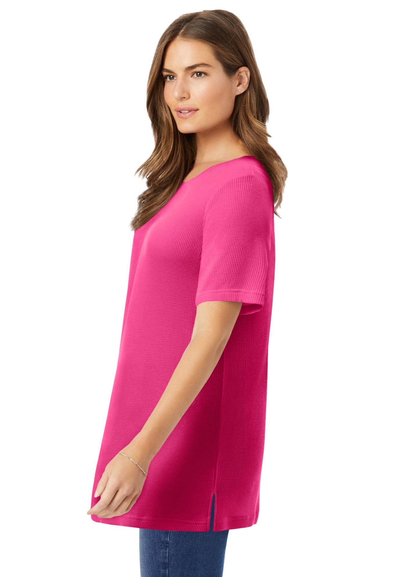 Waffle Thermal Satin Trim Tee image number 2