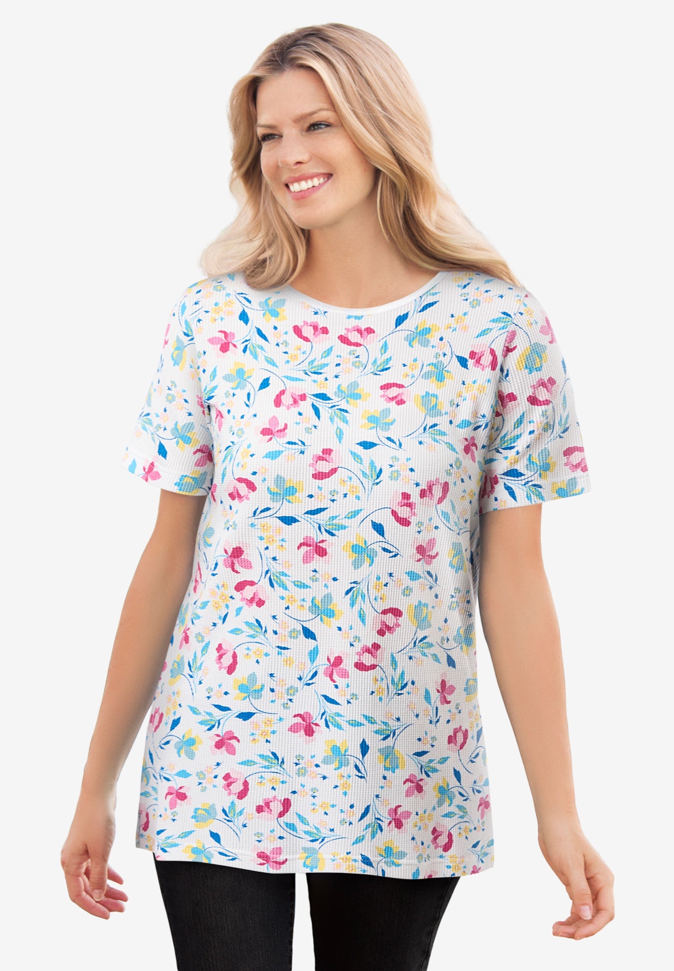 Waffle Thermal Satin Trim Tee image number 0