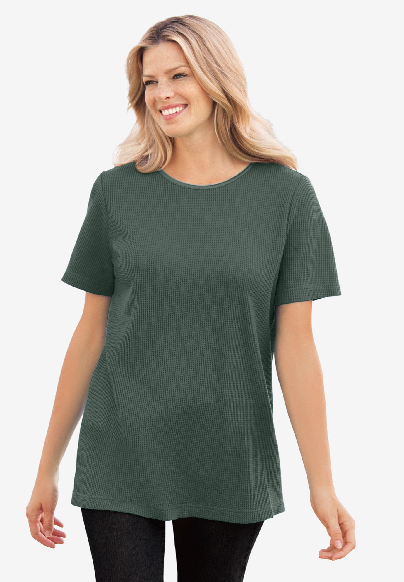 Waffle Thermal Satin Trim Tee image number 0