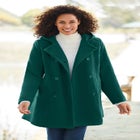 Double-Breasted Hooded Fleece Peacoat image number null