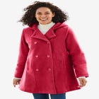 Double-Breasted Hooded Fleece Peacoat image number null