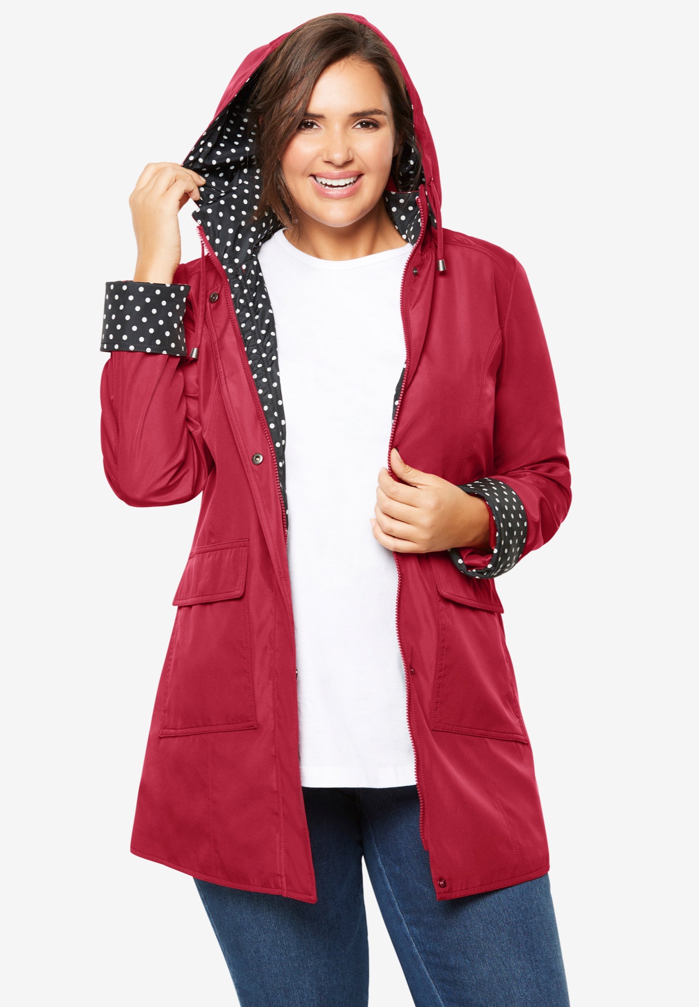Dot Trim Raincoat image number 0