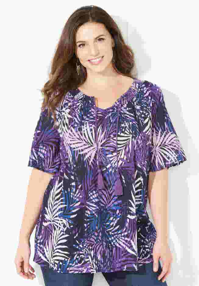 Seasonless Gauze Peasant Top image number 0