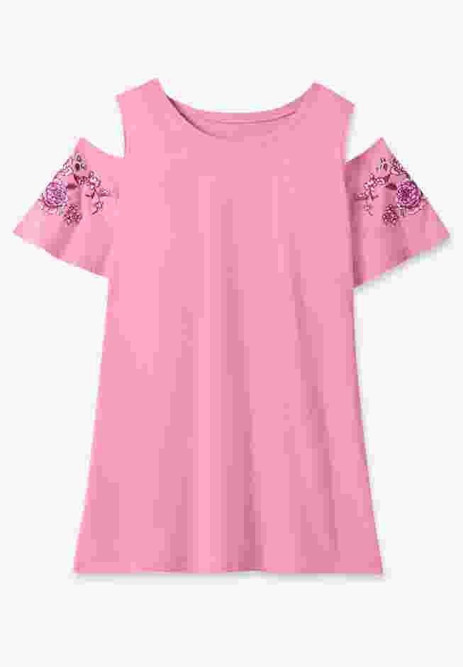 Short-Sleeve Cold-Shoulder Tee image number 4