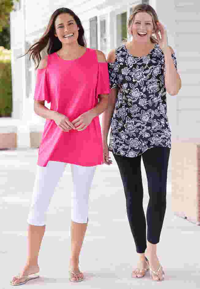 Short-Sleeve Cold-Shoulder Tee image number 6