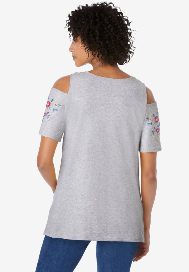Short-Sleeve Cold-Shoulder Tee image number 1