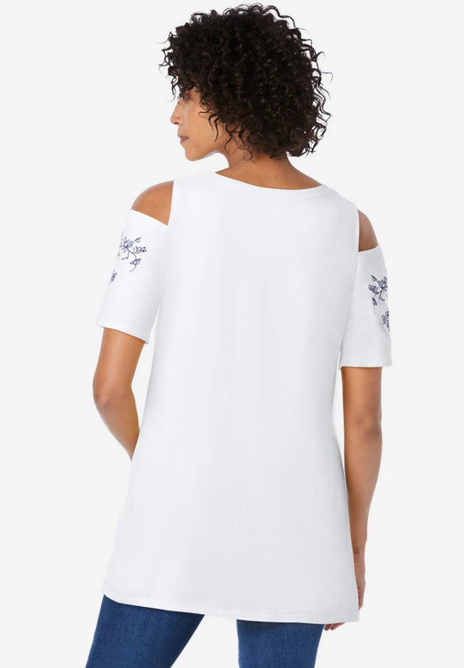 Short-Sleeve Cold-Shoulder Tee image number 1