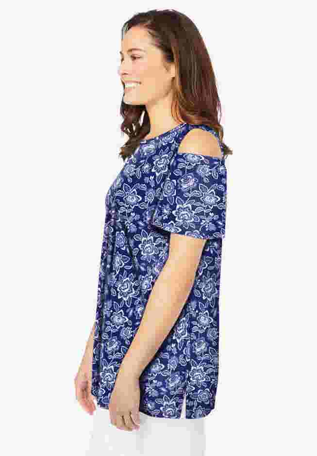Short-Sleeve Cold-Shoulder Tee image number 2