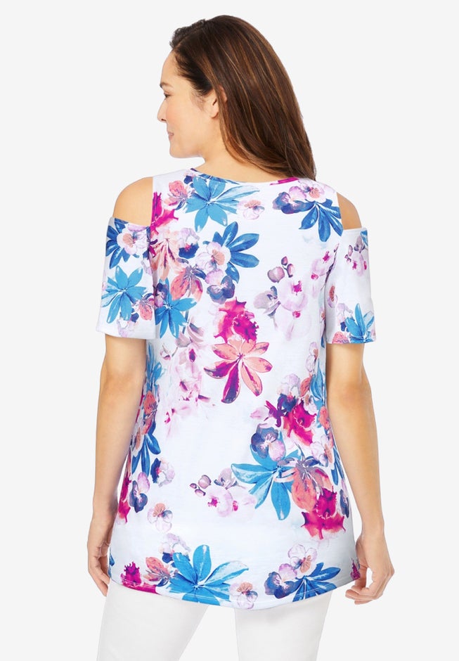 Short-Sleeve Cold-Shoulder Tee image number 1