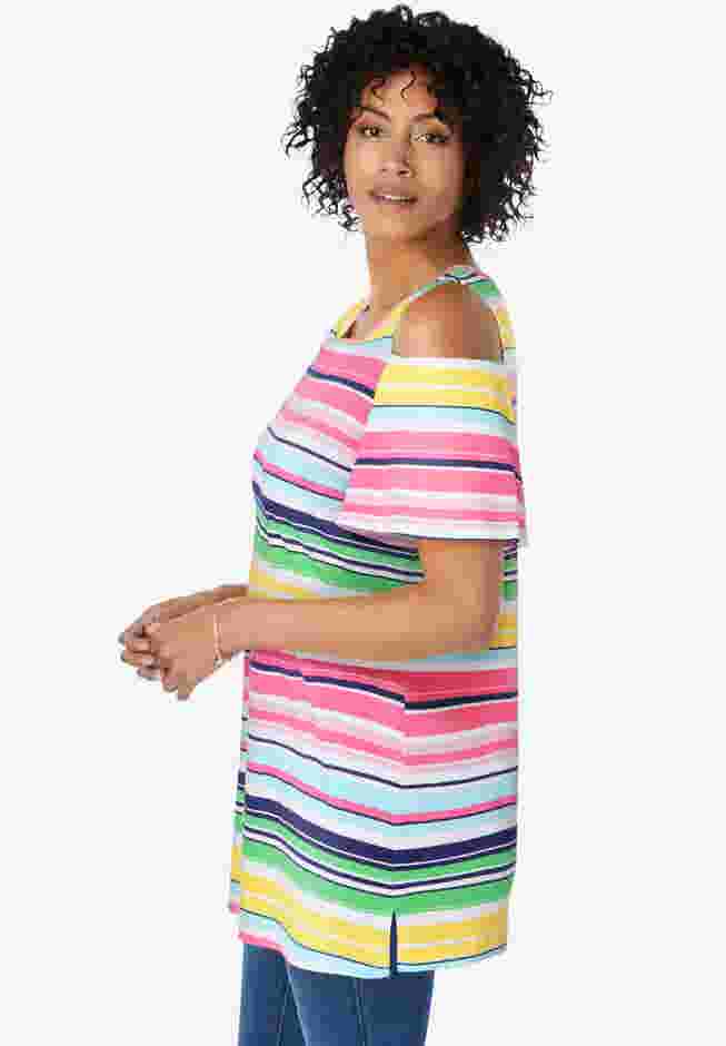 Short-Sleeve Cold-Shoulder Tee image number 2