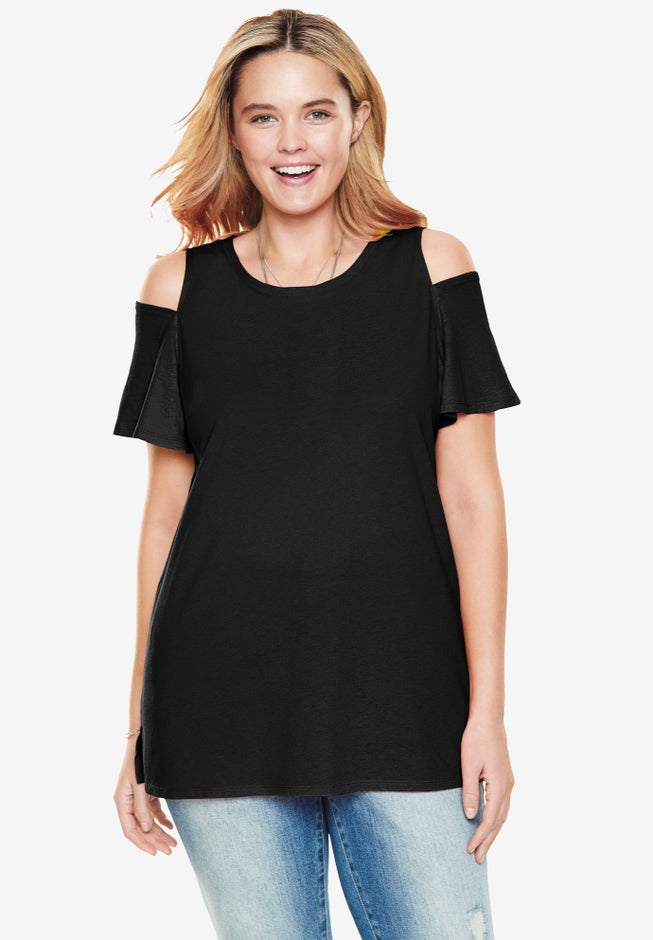 Short-Sleeve Cold-Shoulder Tee image number 0