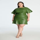 Drapey Faux Leather Mini Dress image number null