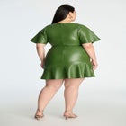 Drapey Faux Leather Mini Dress image number null