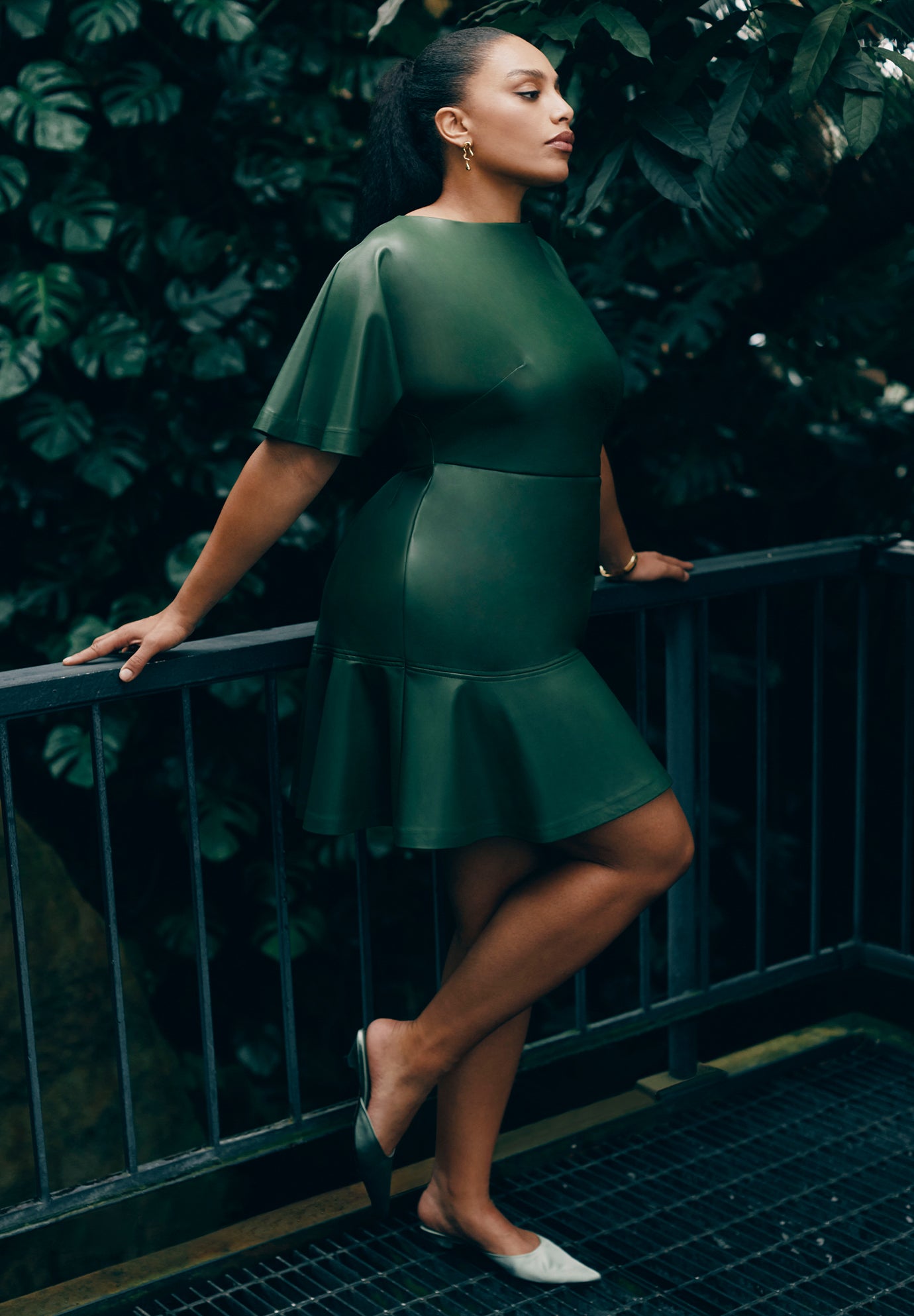 Drapey Faux Leather Mini Dress image number 0